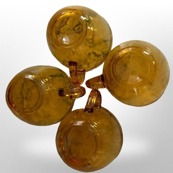 4 Vintage Amber Glass Indiana Hand Blown Glasses Punchbowl Replacements 6oz - Picture 7 of 7